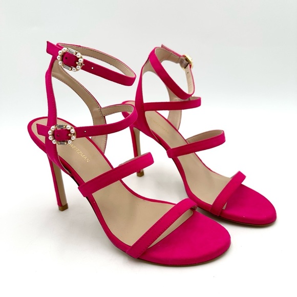 Stuart Weitzman Dazzle Gladiator 100 Sandal Suede Peonia Hot Pink - Picture 4 of 13